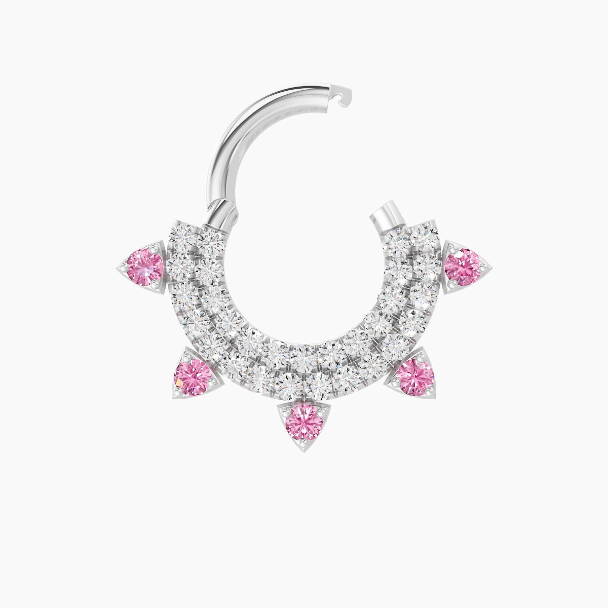 Saga | 18k White Gold 6.5 mm Pink Sapphire & Diamond Septum Piercing