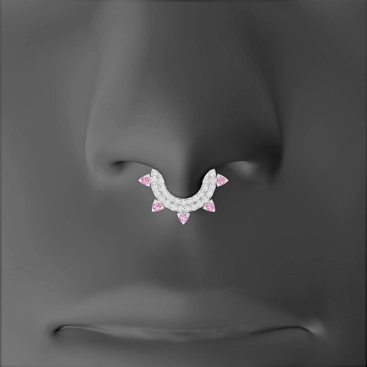 Saga | 18k White Gold 6.5 mm Pink Sapphire & Diamond Septum Piercing