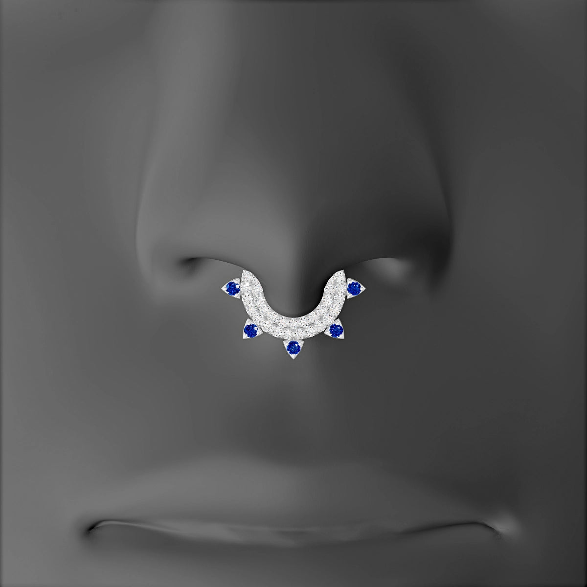 Saga | 18k White Gold 6.5 mm Sapphire & Diamond Septum Piercing