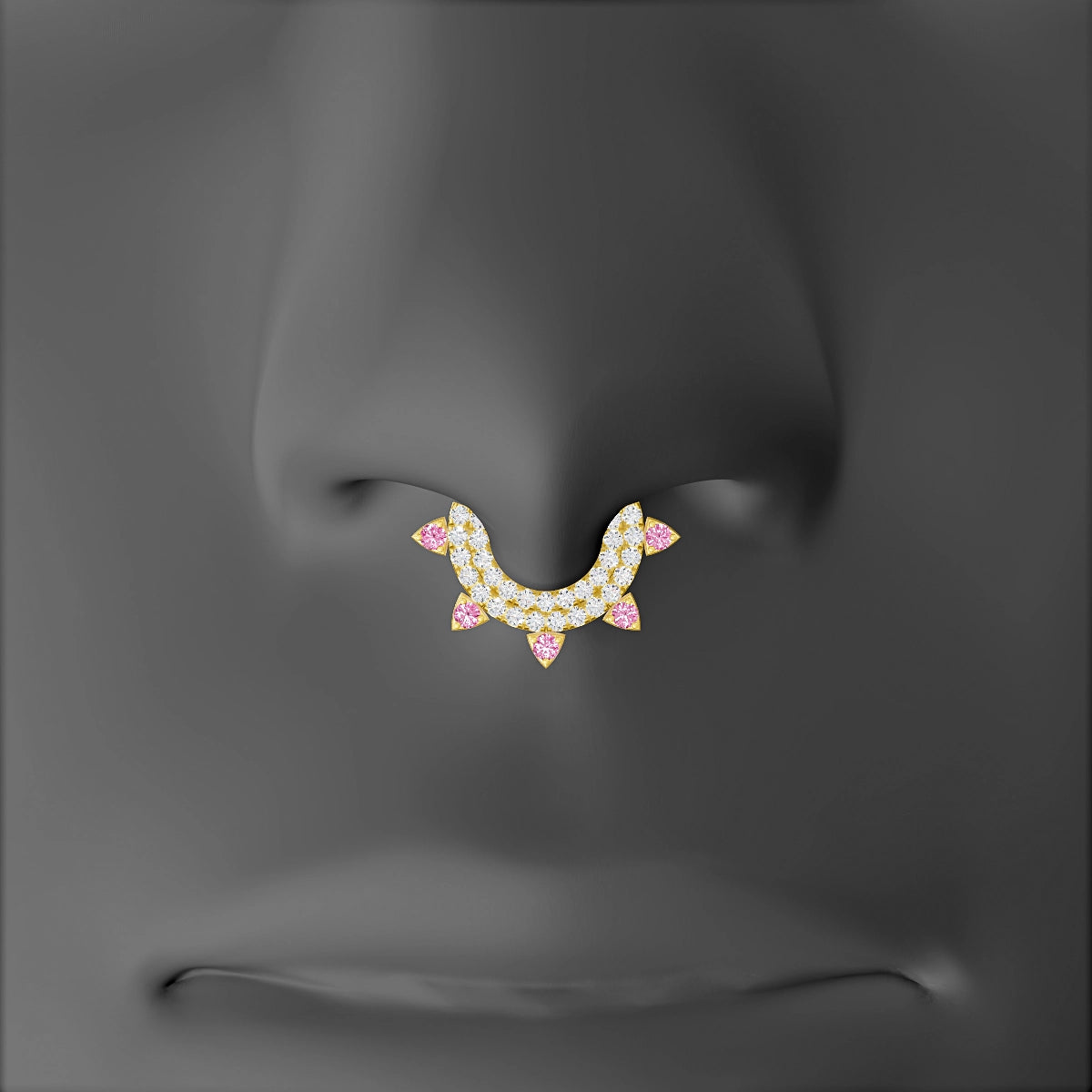 Saga | 18k Yellow Gold 6.5 mm Pink Sapphire & Diamond Septum Piercing
