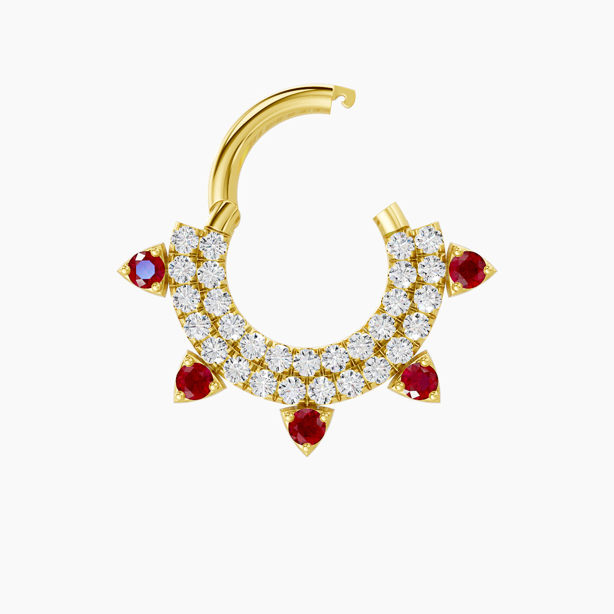 Saga | 18k Yellow Gold 6.5 mm Ruby & Diamond Septum Piercing