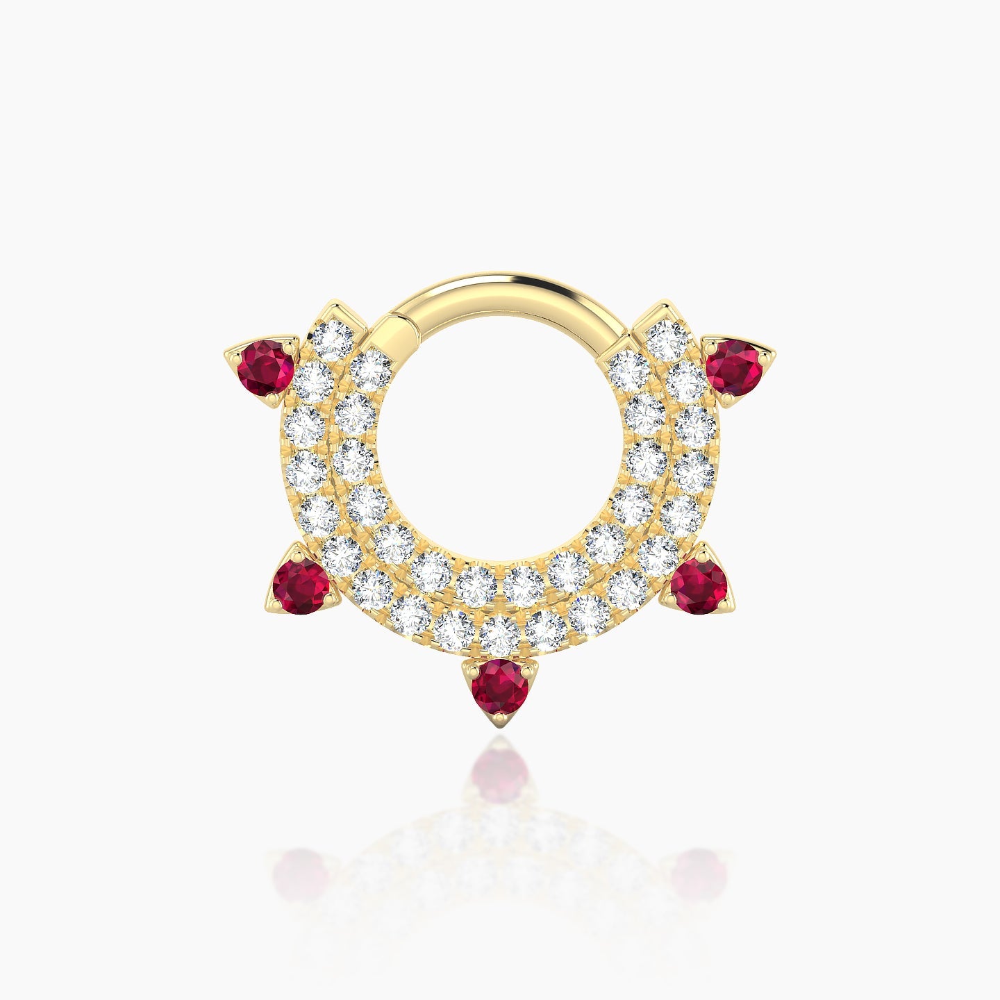 Saga | 18k Yellow Gold 6.5 mm Ruby & Diamond Septum Piercing