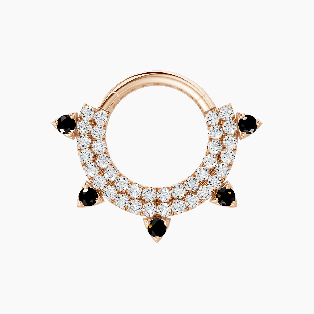 Saga | 18k Rose Gold 8 mm Black Diamond & Diamond Daith Piercing