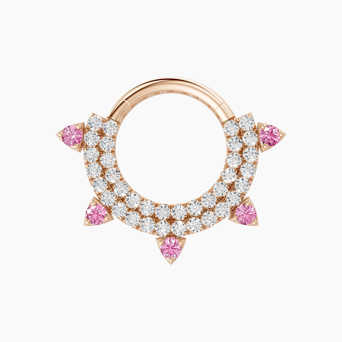 Saga | 18k Rose Gold 8 mm Pink Sapphire & Diamond Daith Piercing