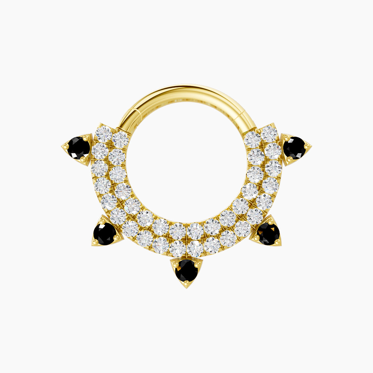 Saga | 18k Yellow Gold 8 mm Black Diamond & Diamond Daith Piercing