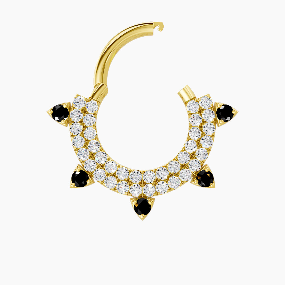 Saga | 18k Yellow Gold 8 mm Black Diamond & Diamond Daith Piercing