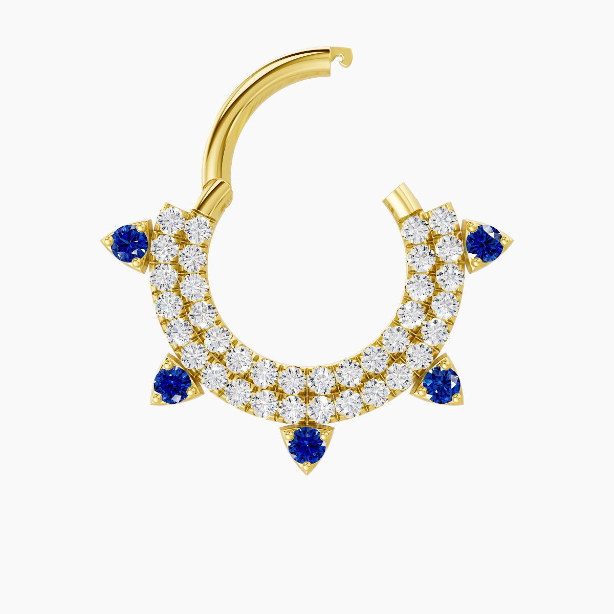Saga | 18k Yellow Gold 8 mm Sapphire & Diamond Daith Piercing
