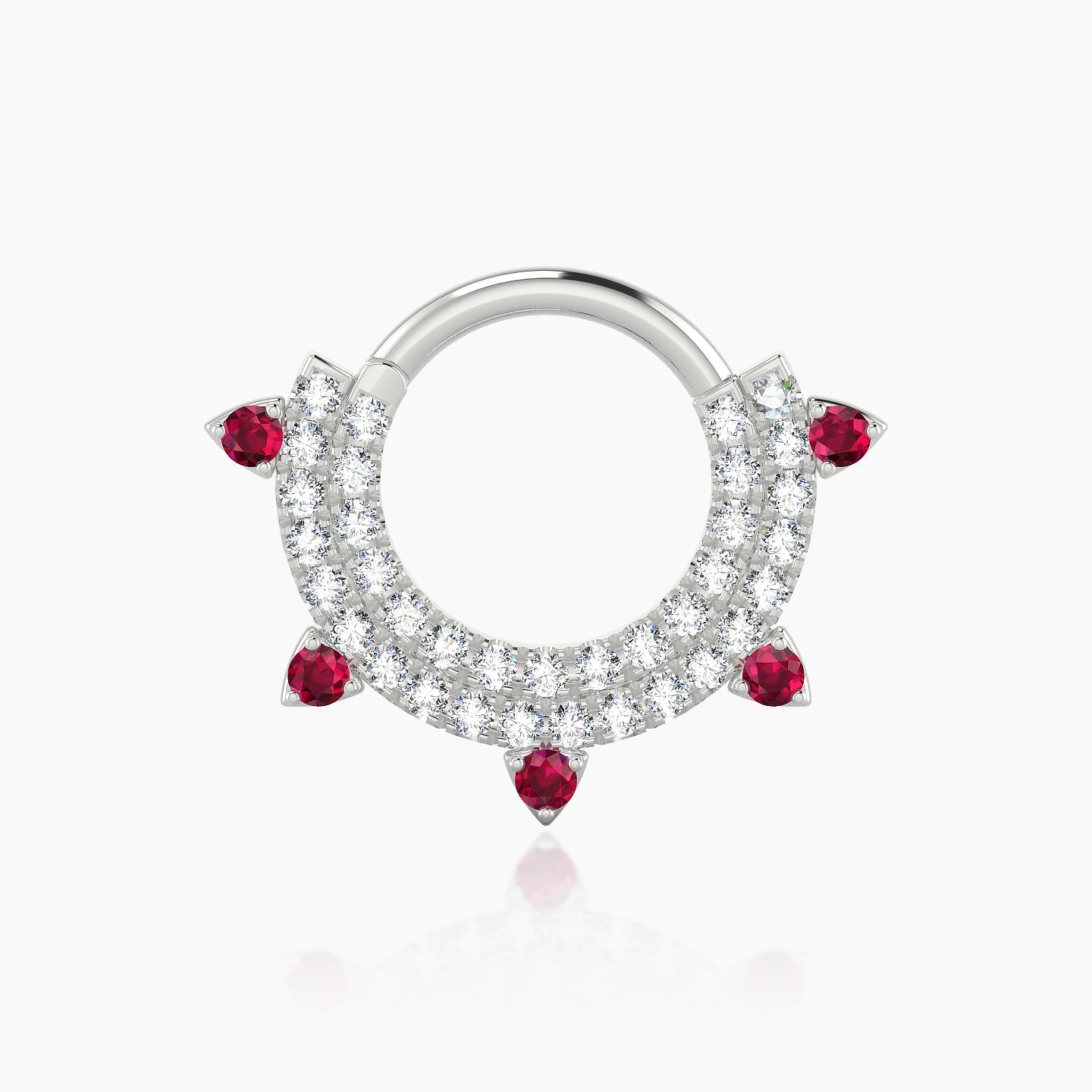 Saga | 18k White Gold 8 mm Ruby & Diamond Daith Piercing