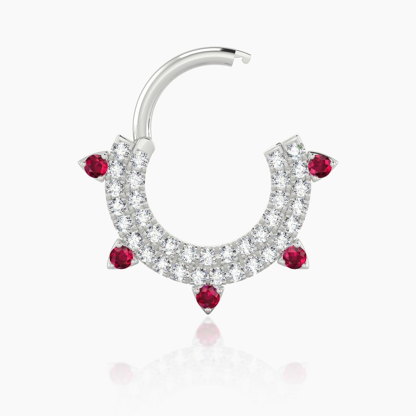 Saga | 18k White Gold 8 mm Ruby & Diamond Daith Piercing