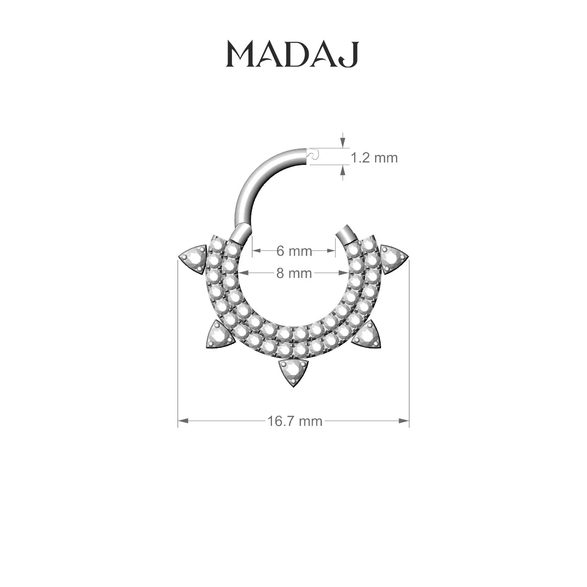 Saga | 18k White Gold 8 mm Black Diamond & Diamond Daith Piercing