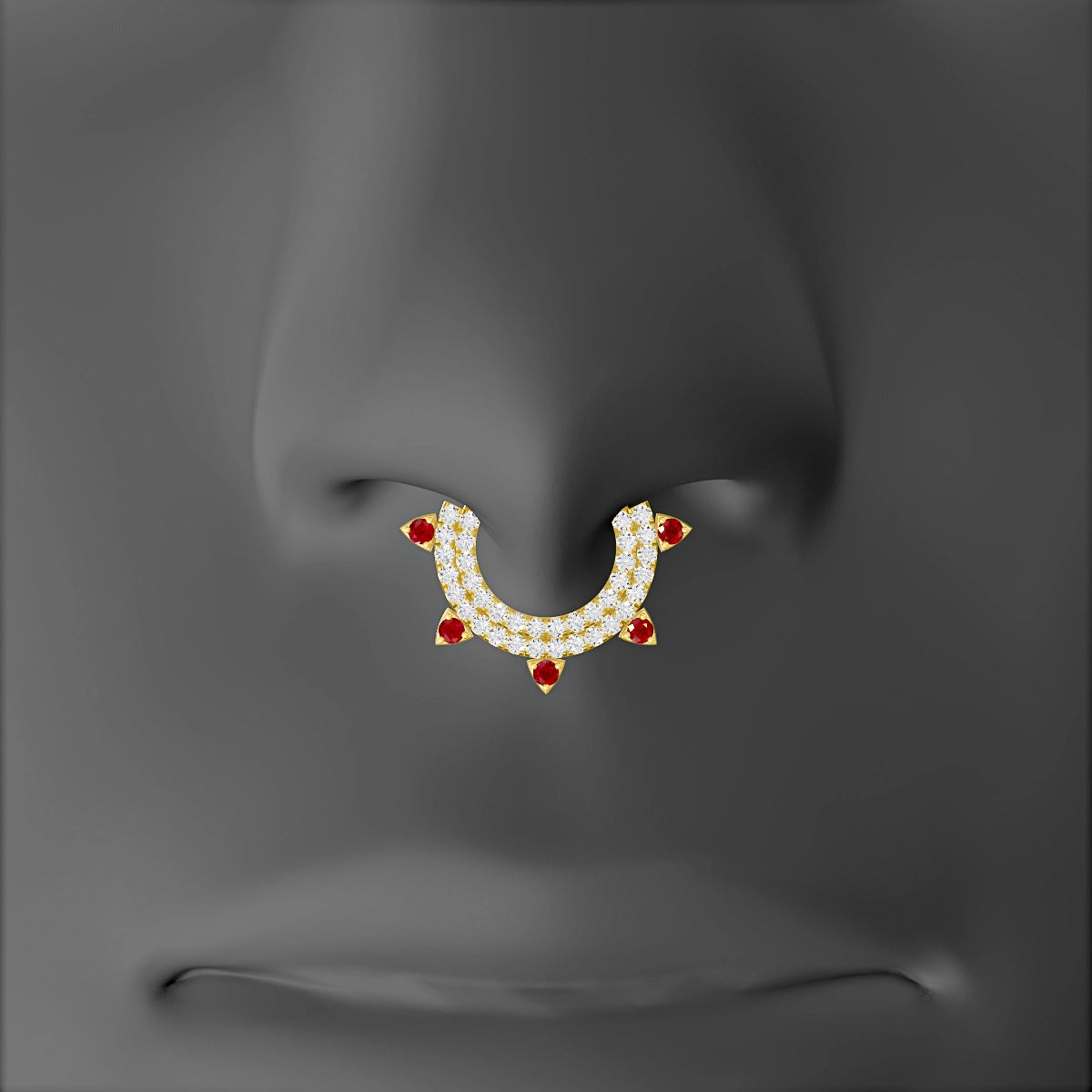 Saga | 18k Yellow Gold 8 mm Ruby & Diamond Septum Piercing
