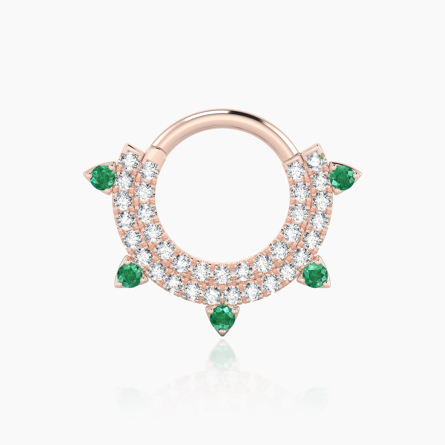Saga | 18k Rose Gold 8 mm Emerald & Diamond Septum Piercing