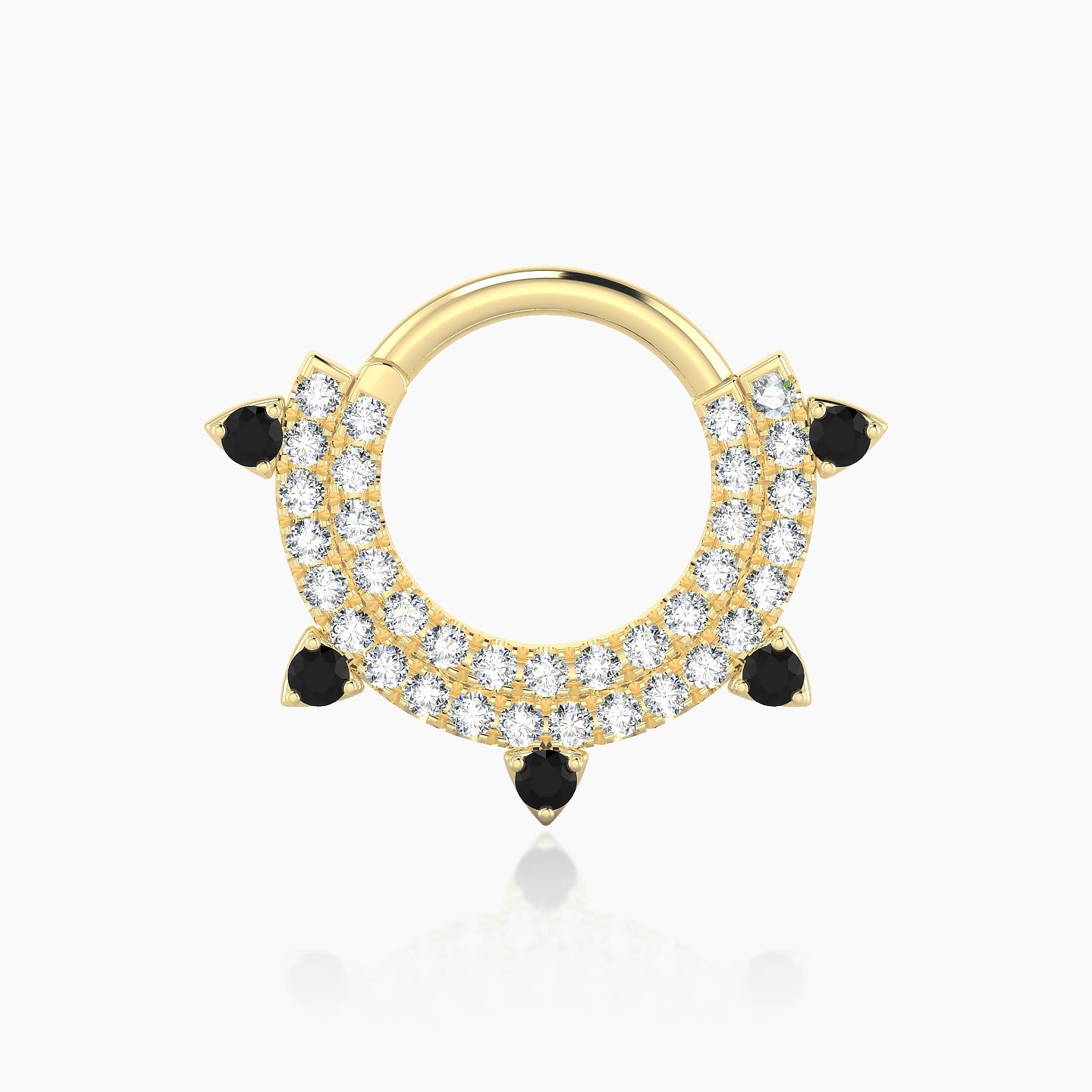 Saga | 18k Yellow Gold 8 mm Black Diamond & Diamond Septum Piercing