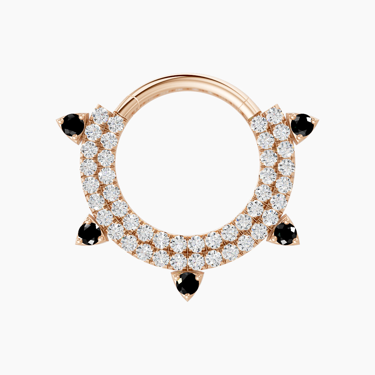 Saga | 18k Rose Gold 9.5 mm Black Diamond & Diamond Daith Piercing
