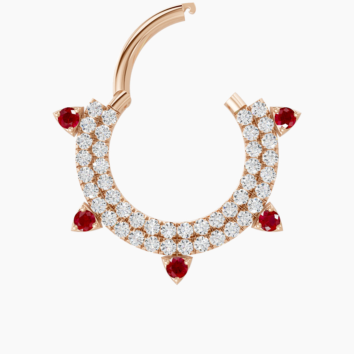 Saga | 18k Rose Gold 9.5 mm Ruby & Diamond Daith Piercing