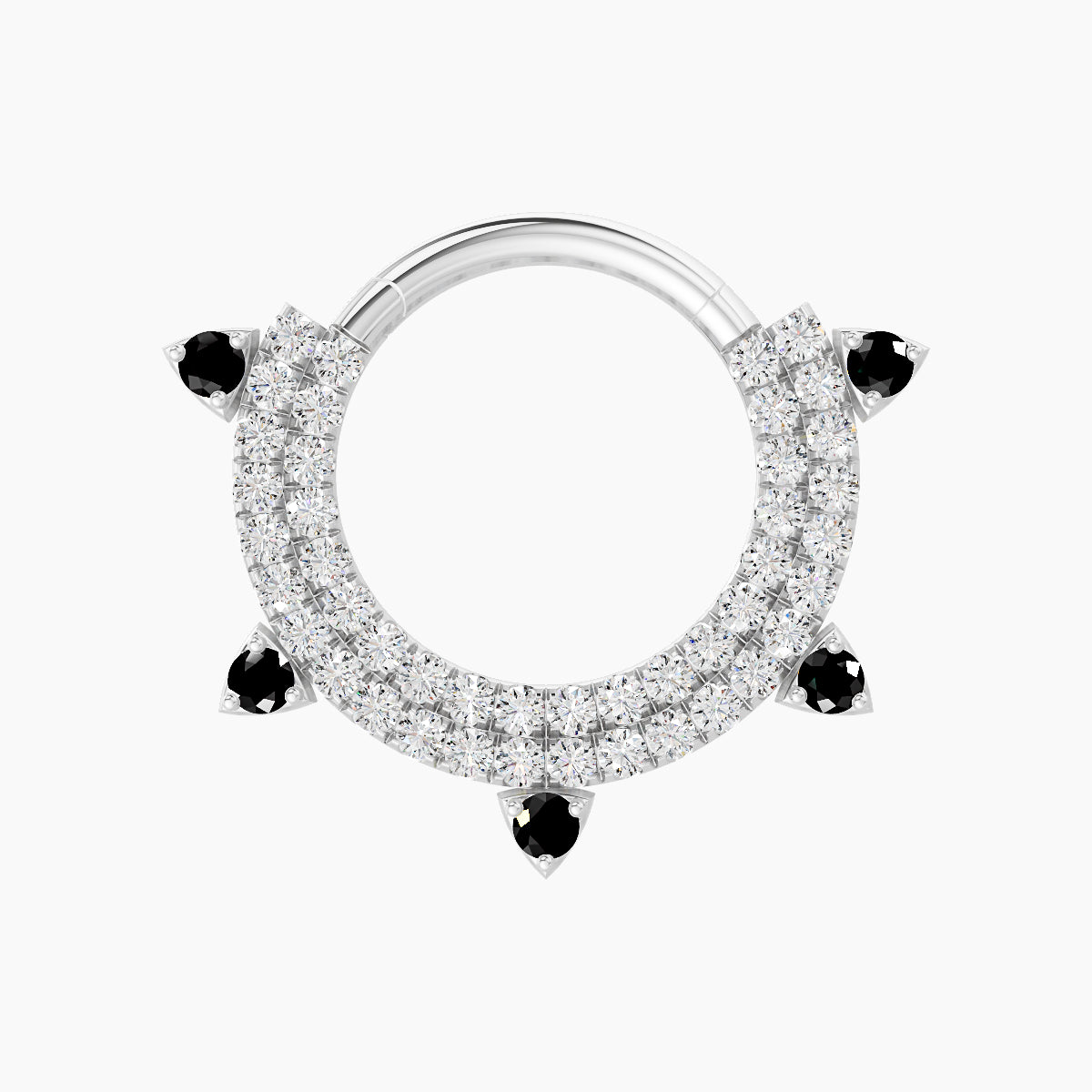 Saga | 18k White Gold 9.5 mm Black Diamond & Diamond Daith Piercing