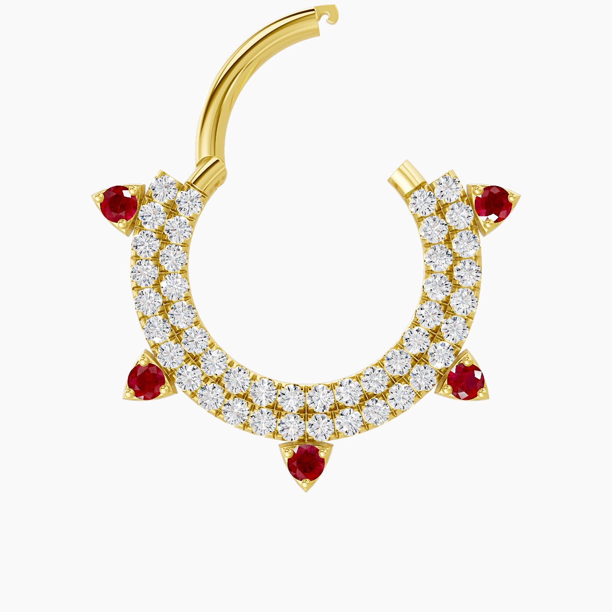 Saga | 18k Yellow Gold 9.5 mm Ruby & Diamond Daith Piercing