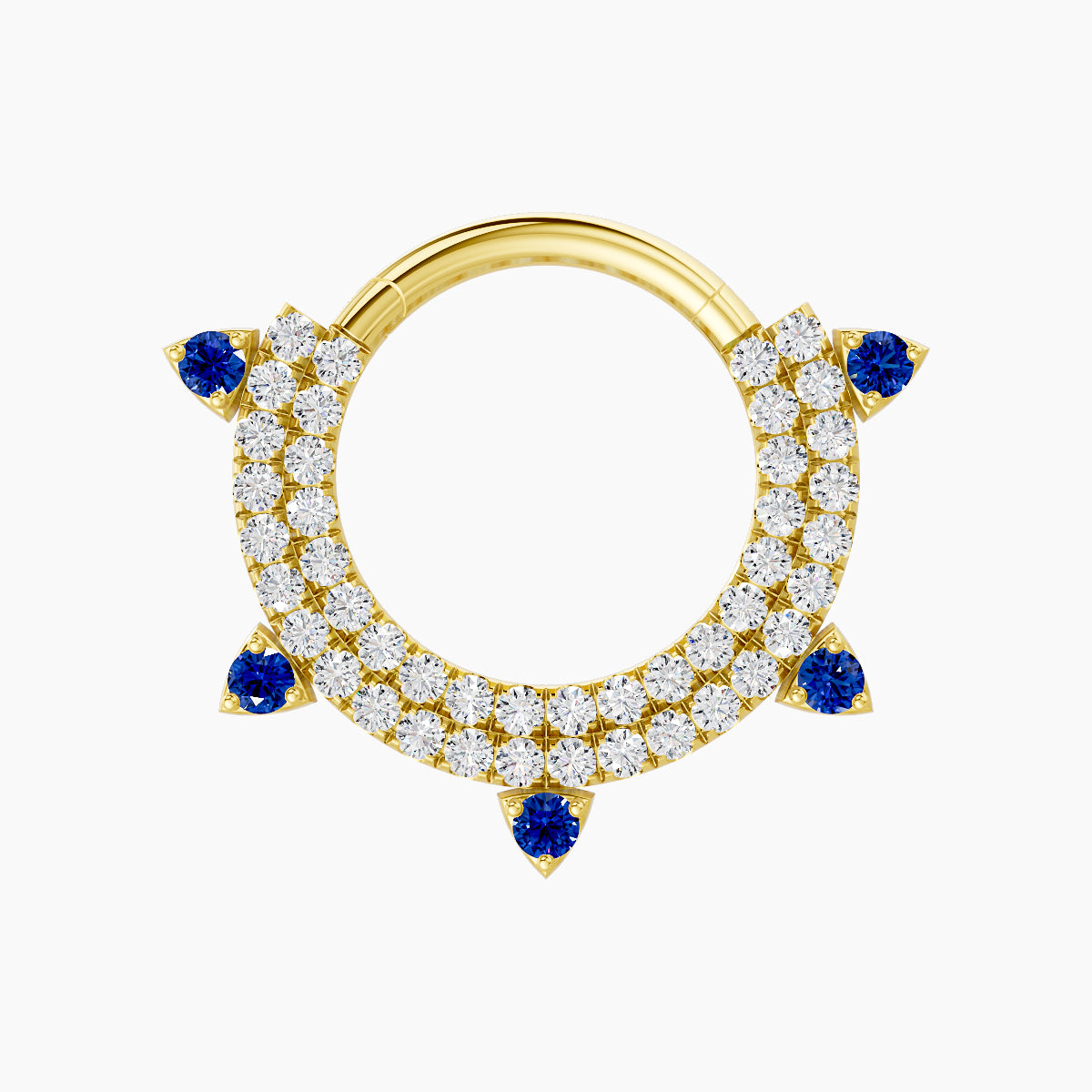 Saga | 18k Yellow Gold 9.5 mm Sapphire & Diamond Daith Piercing