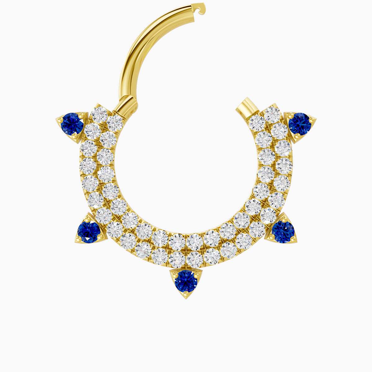 Saga | 18k Yellow Gold 9.5 mm Sapphire & Diamond Daith Piercing