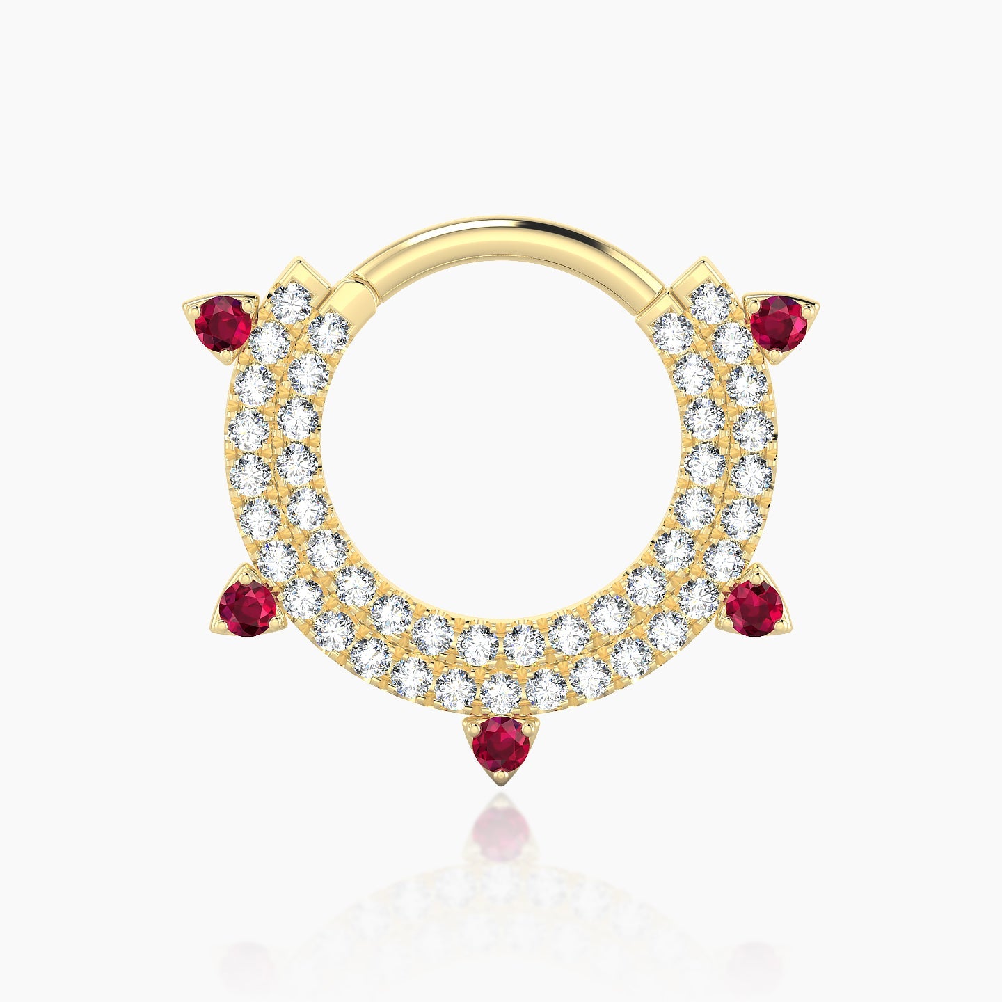 Saga | 18k Yellow Gold 9.5 mm Ruby & Diamond Daith Piercing