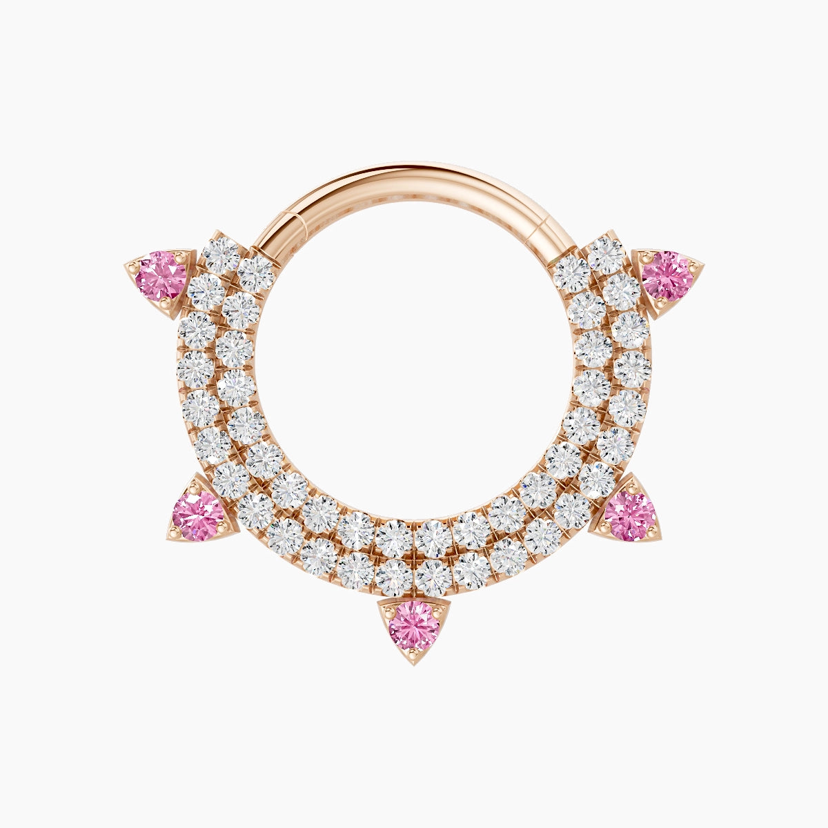 Saga | 18k Rose Gold 9.5 mm Pink Sapphire & Diamond Septum Piercing