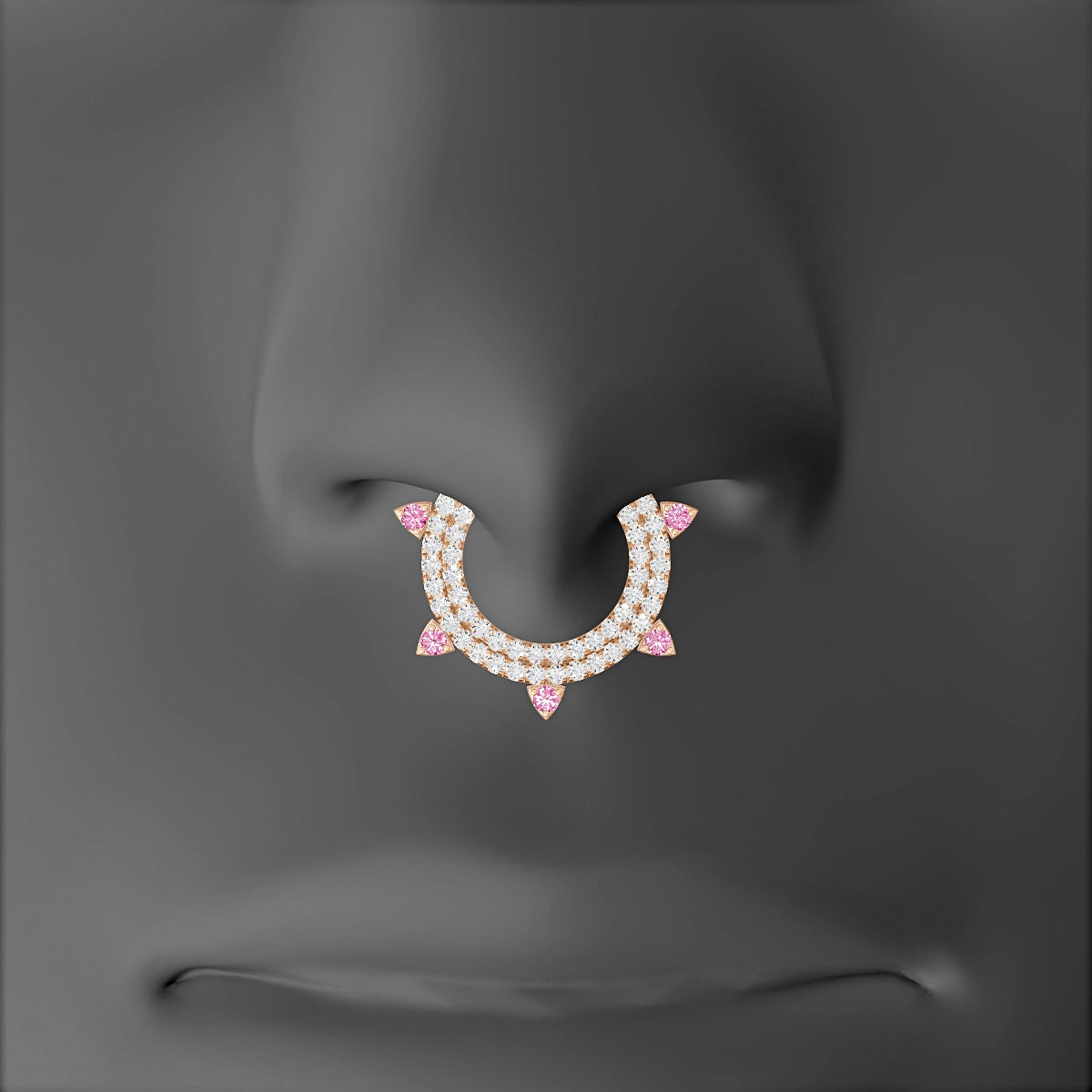 Saga | 18k Rose Gold 9.5 mm Pink Sapphire & Diamond Septum Piercing