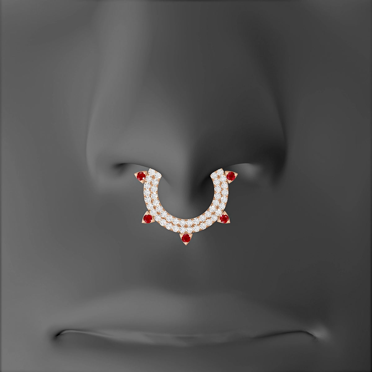 Saga | 18k Rose Gold 9.5 mm Ruby & Diamond Septum Piercing