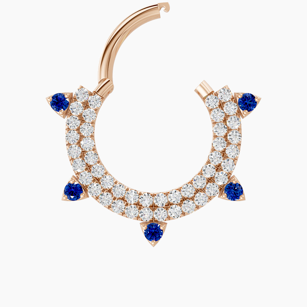 Saga | 18k Rose Gold 9.5 mm Sapphire & Diamond Septum Piercing