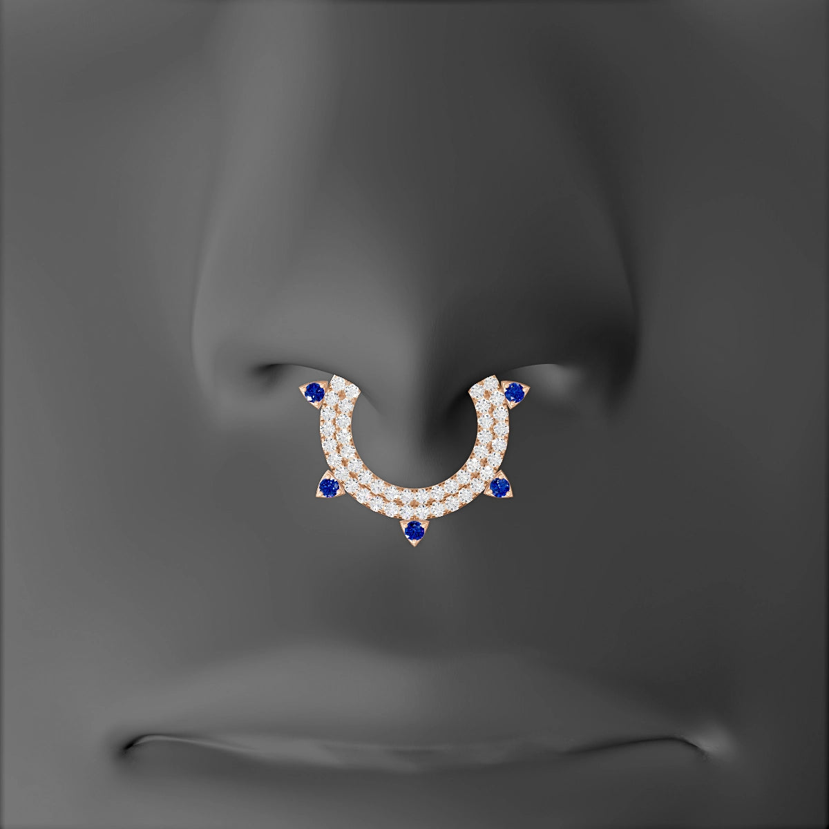 Saga | 18k Rose Gold 9.5 mm Sapphire & Diamond Septum Piercing