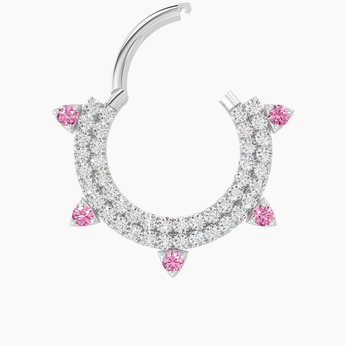 Saga | 18k White Gold 9.5 mm Pink Sapphire & Diamond Septum Piercing