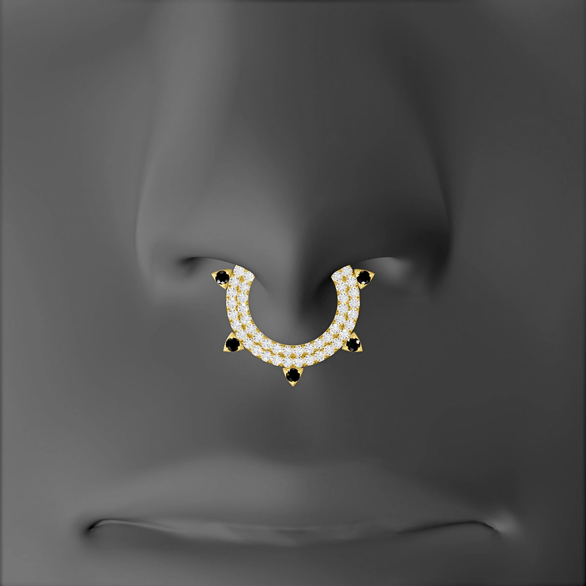 Saga | 18k Yellow Gold 9.5 mm Black Diamond & Diamond Septum Piercing