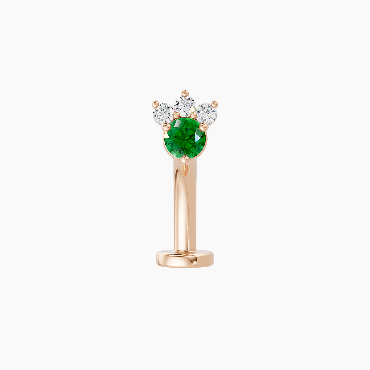 Sedna | 18k Rose Gold 10 mm 4.5 mm Emerald & Diamond Floating Navel Piercing
