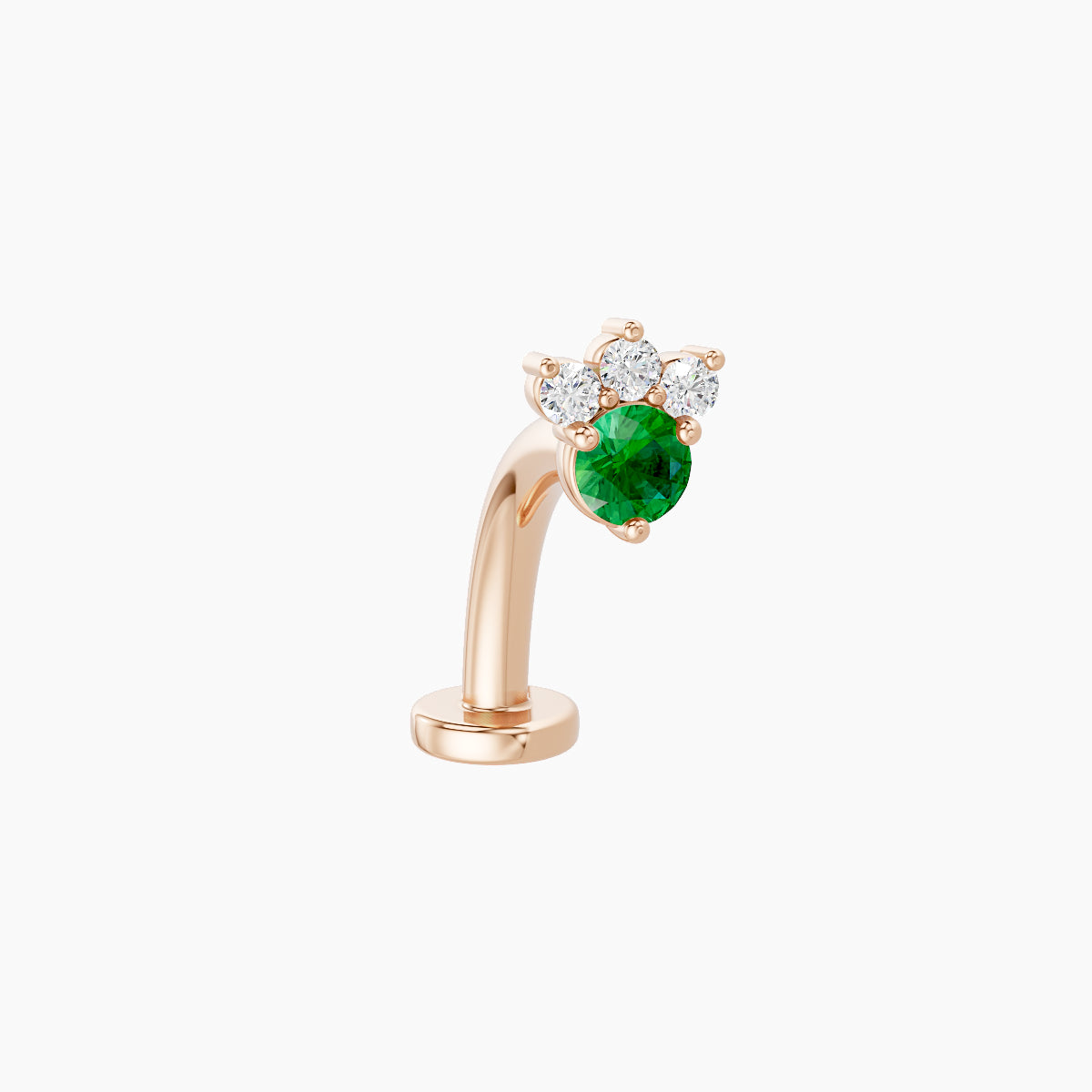 Sedna | 18k Rose Gold 10 mm 4.5 mm Emerald & Diamond Floating Navel Piercing