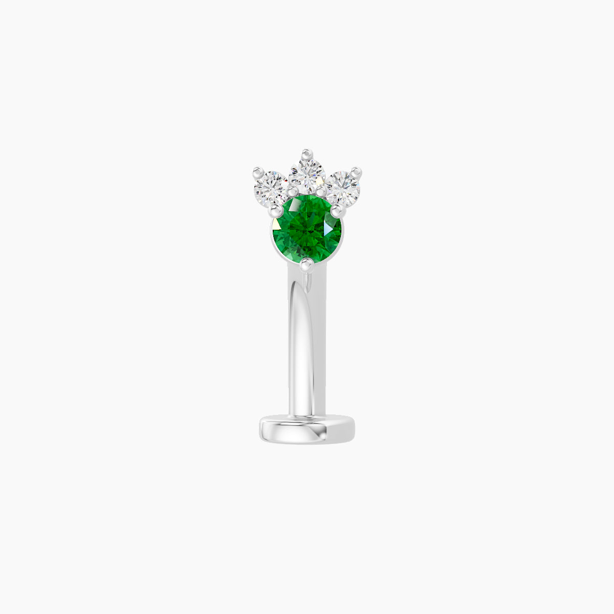 Sedna | 18k White Gold 10 mm 4.5 mm Emerald & Diamond Floating Navel Piercing