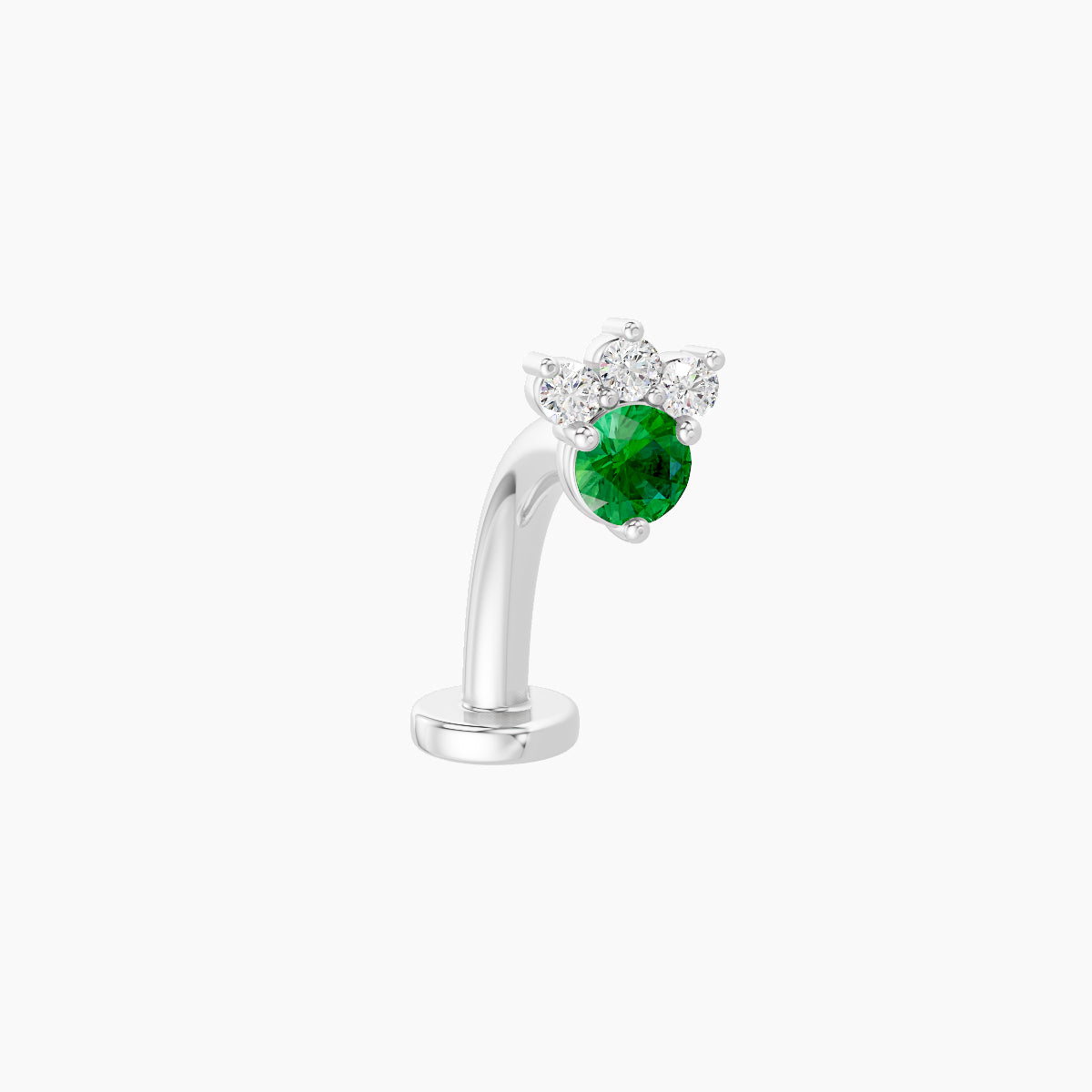 Sedna | 18k White Gold 10 mm 4.5 mm Emerald & Diamond Floating Navel Piercing