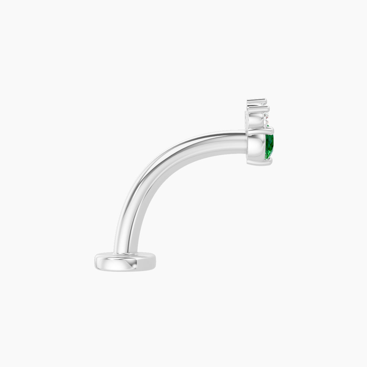 Sedna | 18k White Gold 10 mm 4.5 mm Emerald & Diamond Floating Navel Piercing