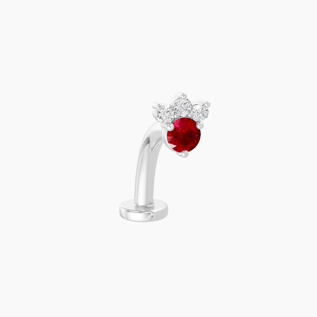 Sedna | 18k White Gold 10 mm 4.5 mm Ruby & Diamond Floating Navel Piercing