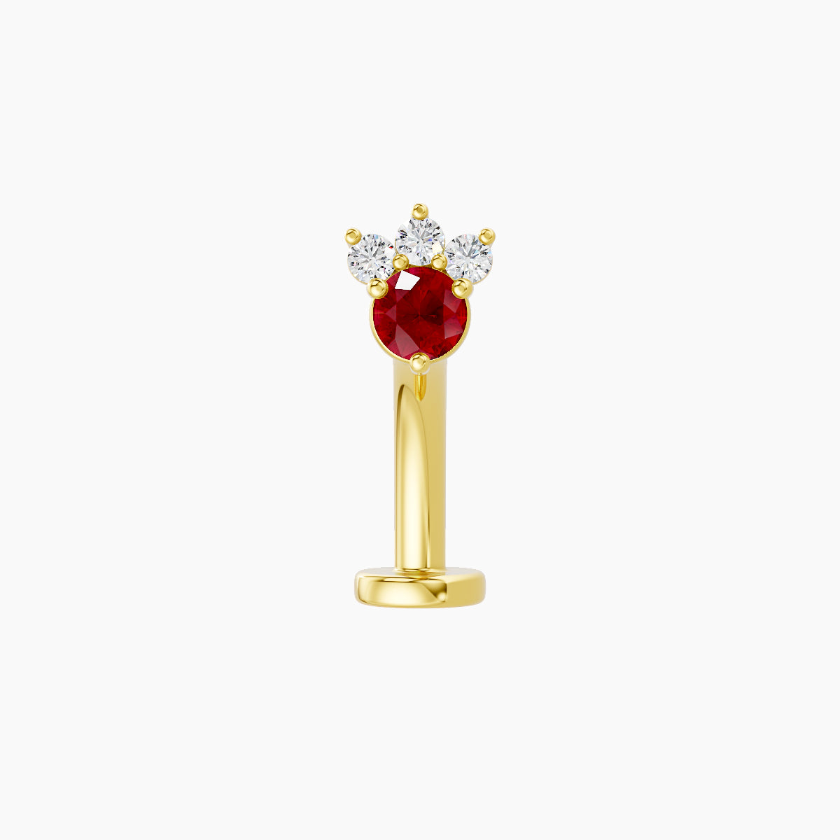 Sedna | 18k Yellow Gold 10 mm 4.5 mm Ruby & Diamond Floating Navel Piercing