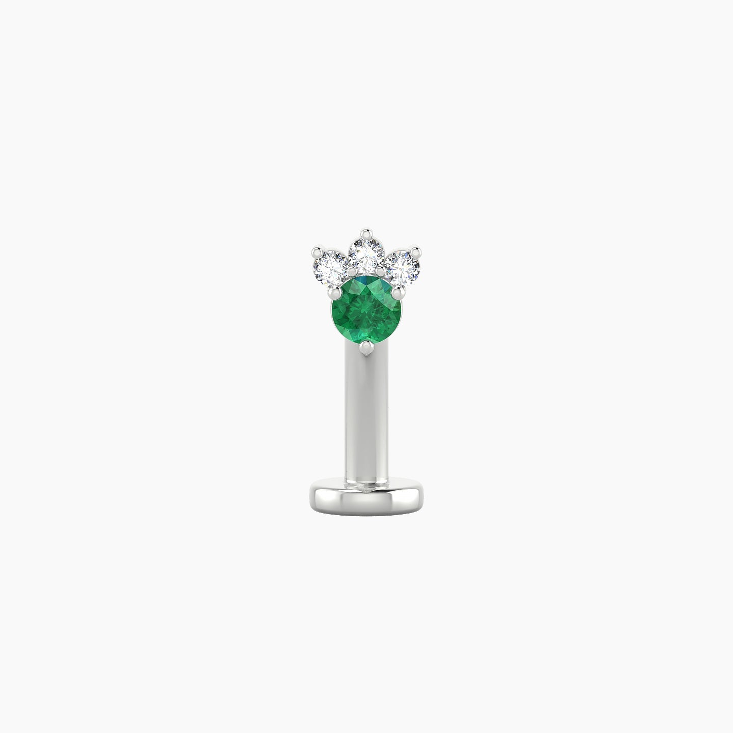 Sedna | 18k White Gold 10 mm 4.5 mm Emerald & Diamond Floating Navel Piercing