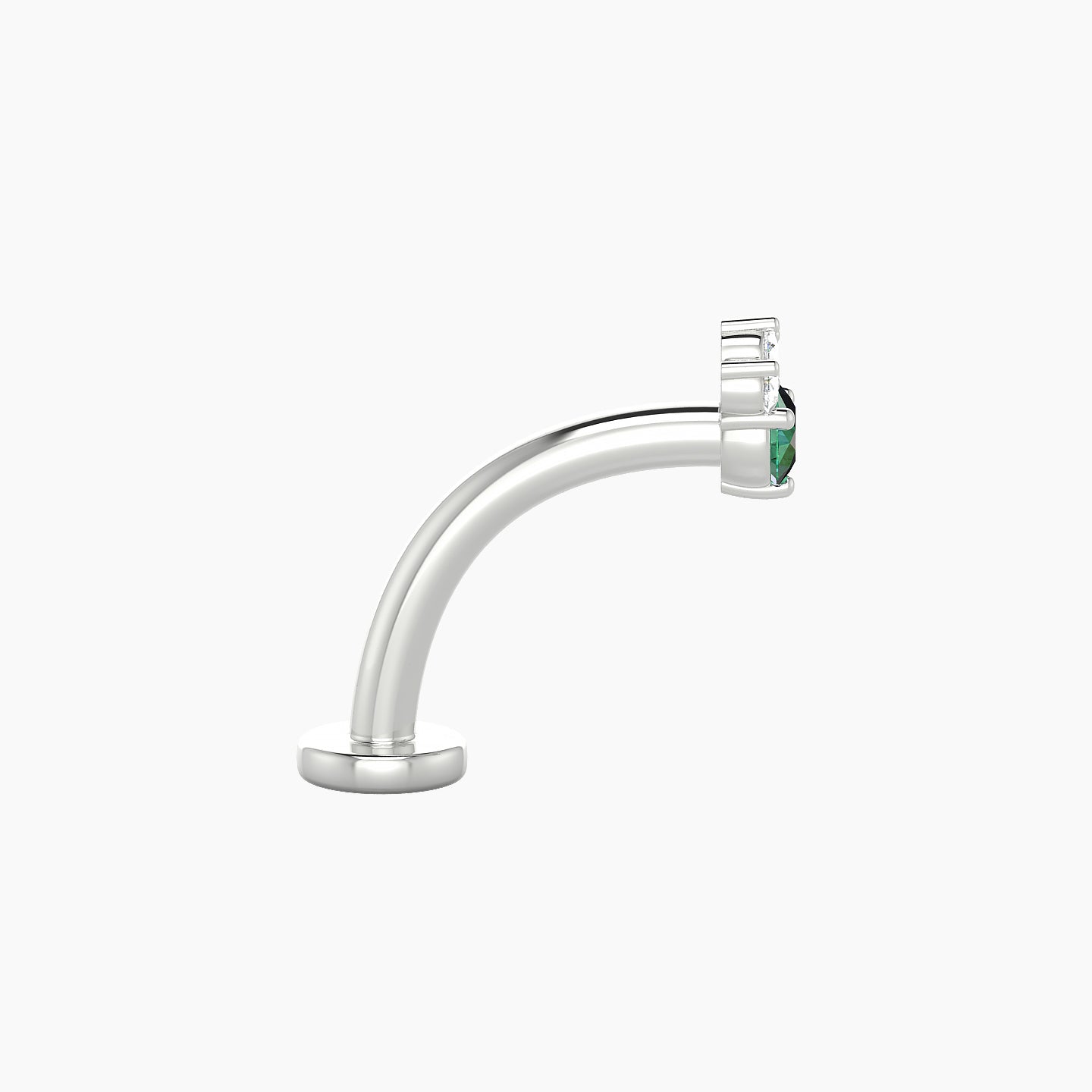 Sedna | 18k White Gold 10 mm 4.5 mm Emerald & Diamond Floating Navel Piercing