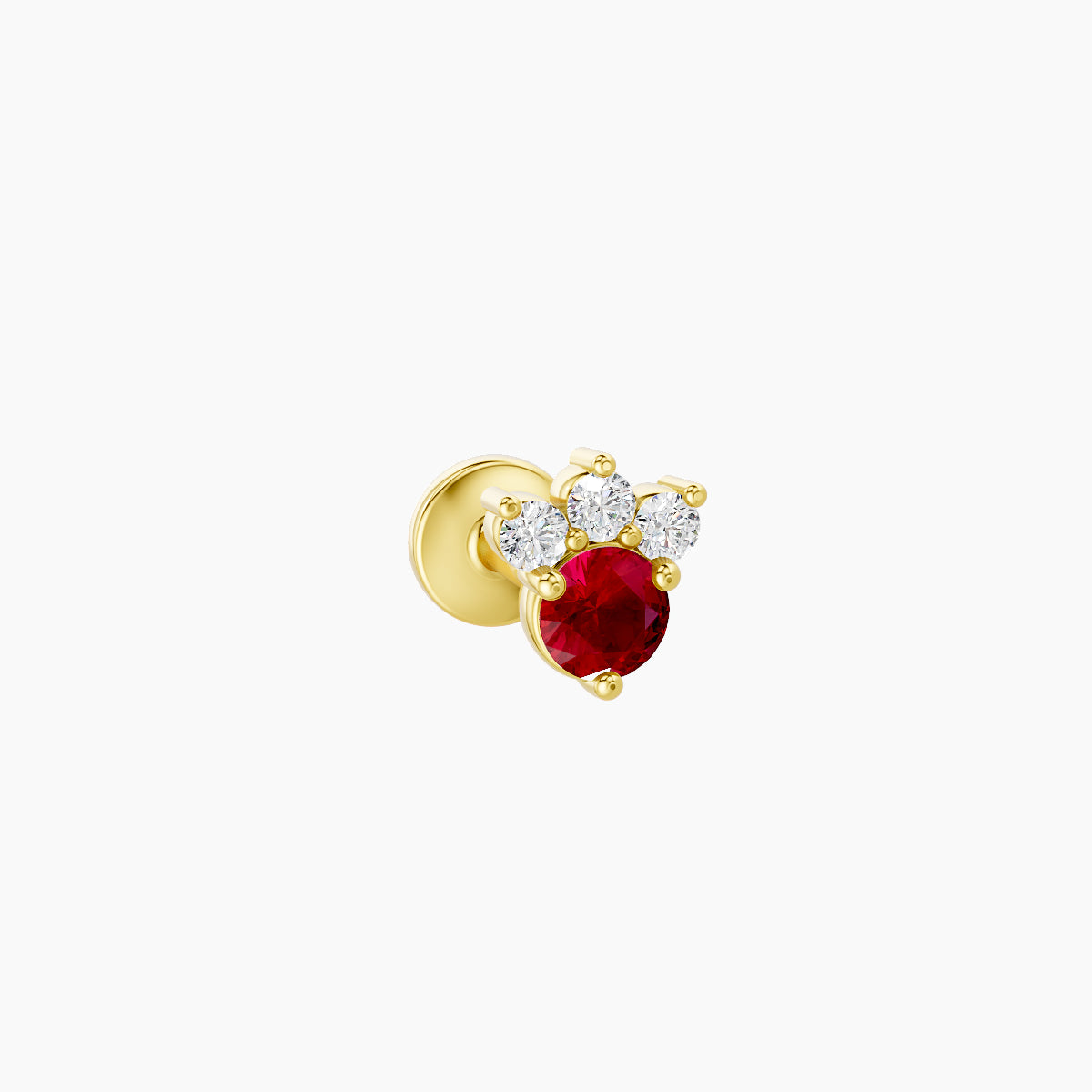 Sedna | 18k Yellow Gold 5 mm 4.5 mm Ruby & Diamond Nose Piercing
