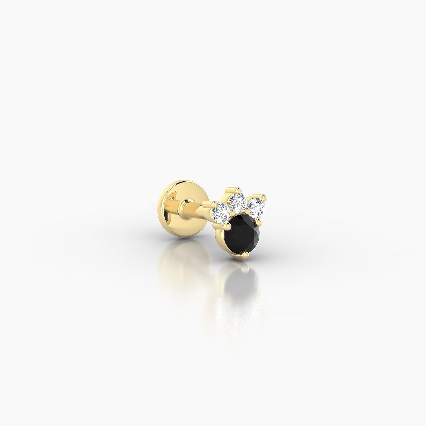 Sedna | 18k Yellow Gold 5 mm 4.5 mm Black Diamond & Diamond Nose Piercing