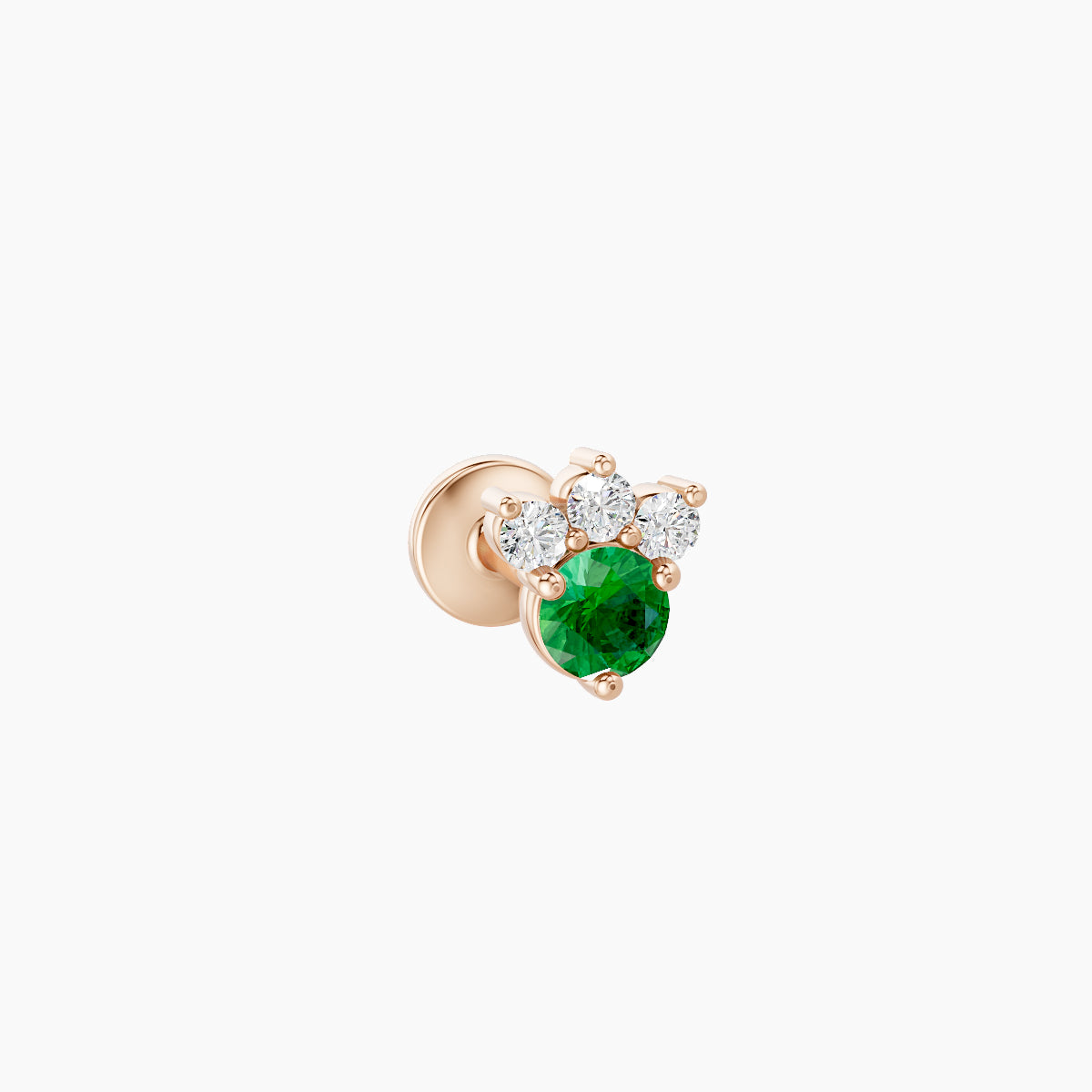 Sedna | 18k Rose Gold 5 mm 4.5 mm Emerald & Diamond Piercing