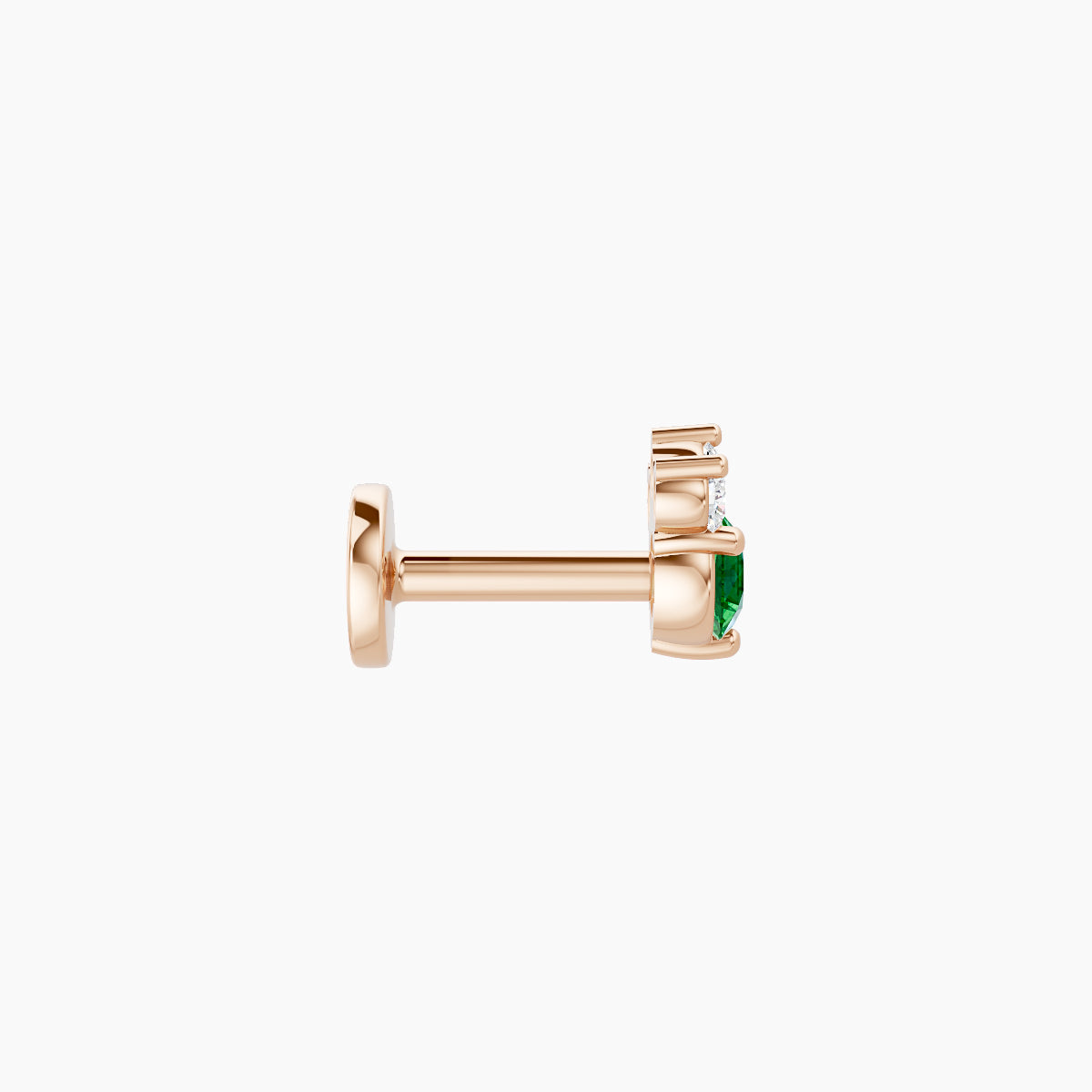 Sedna | 18k Rose Gold 5 mm 4.5 mm Emerald & Diamond Piercing