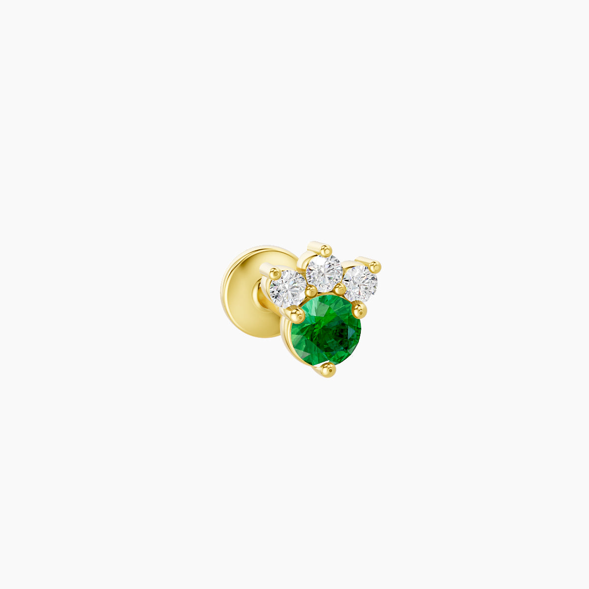 Sedna | 18k Yellow Gold 5 mm 4.5 mm Emerald & Diamond Piercing