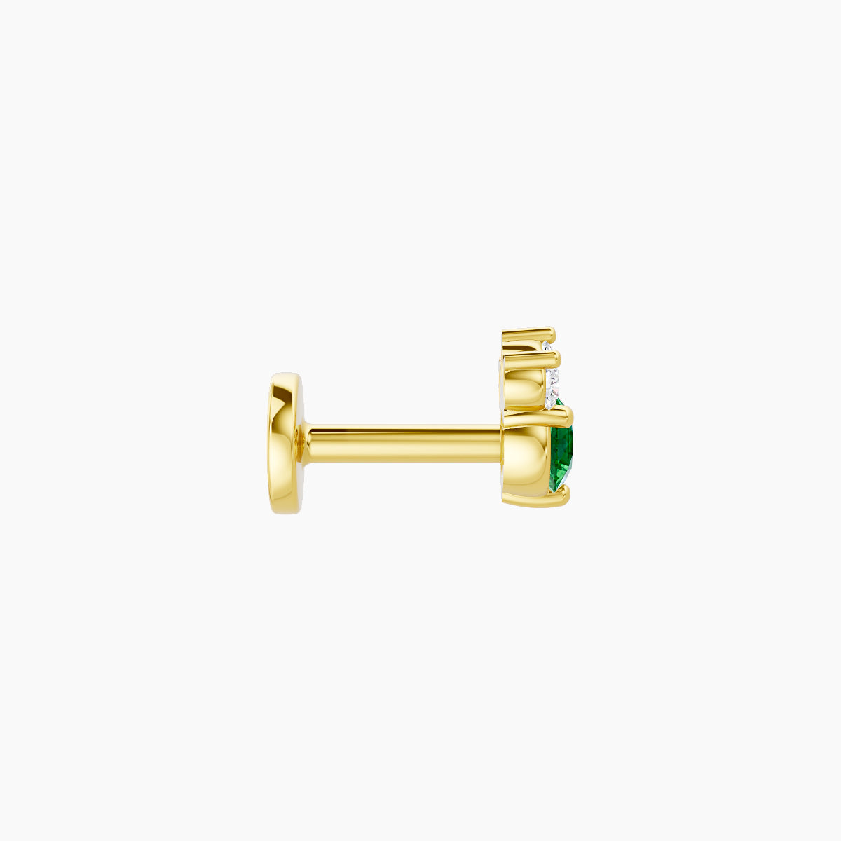 Sedna | 18k Yellow Gold 5 mm 4.5 mm Emerald & Diamond Piercing