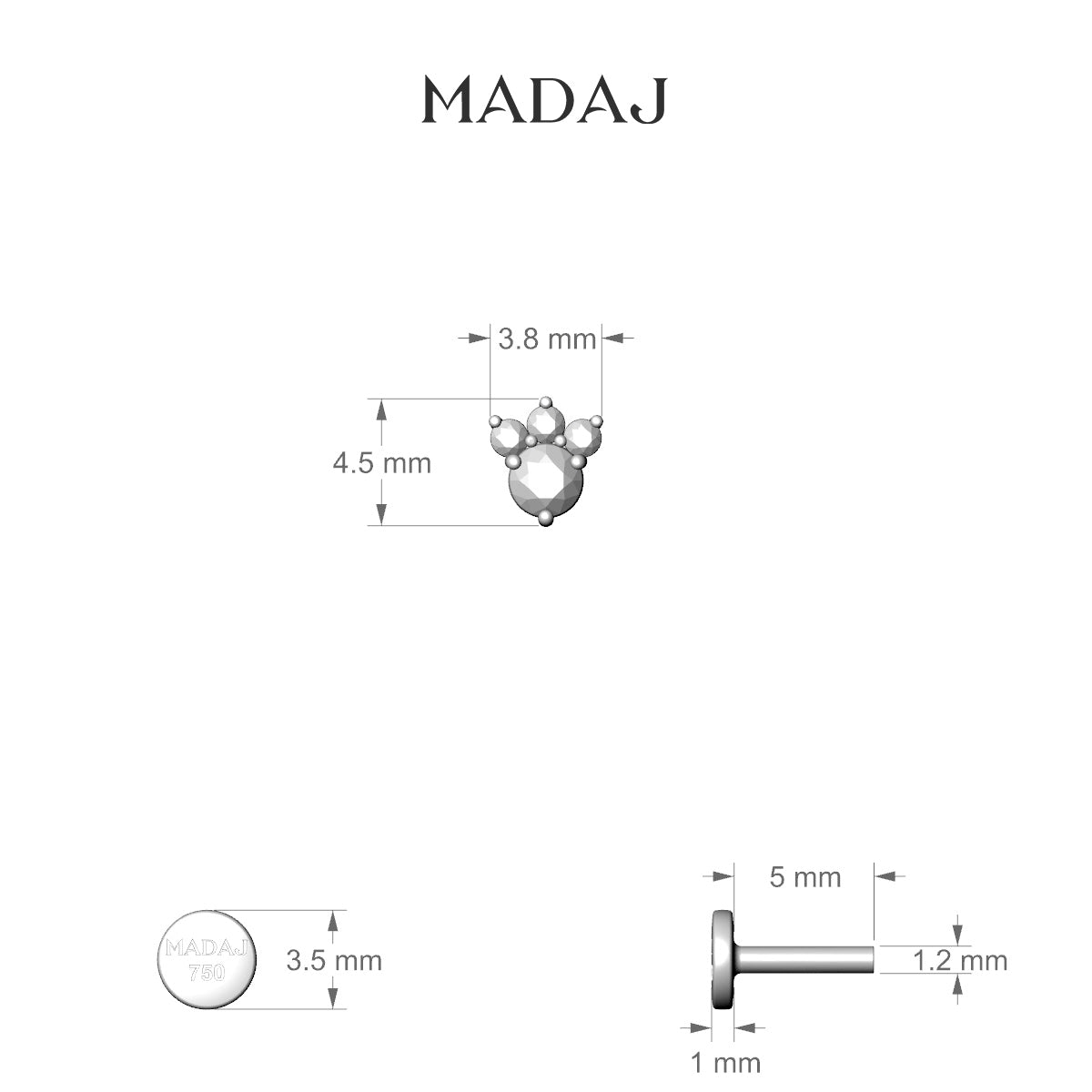 Sedna | 18k Yellow Gold 5 mm 4.5 mm Emerald & Diamond Piercing