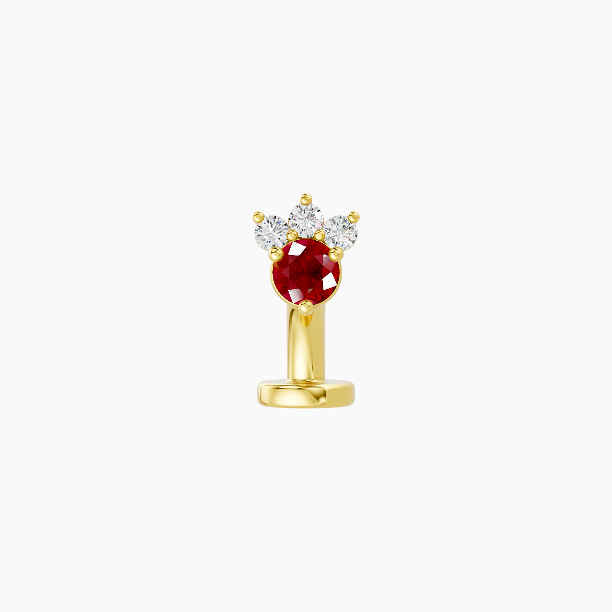 Sedna | 18k Yellow Gold 6 mm 4.5 mm Ruby & Diamond Floating Navel Piercing