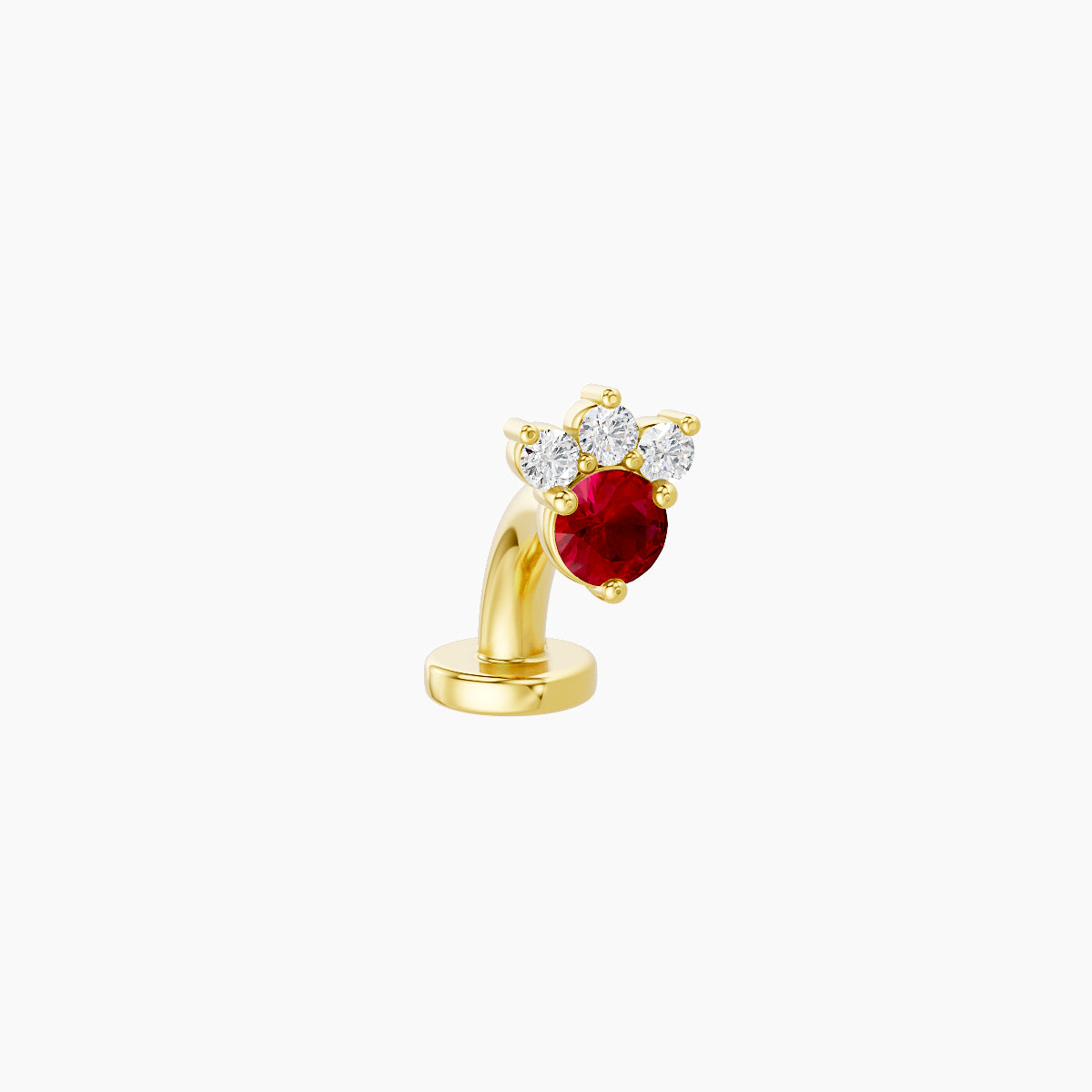 Sedna | 18k Yellow Gold 6 mm 4.5 mm Ruby & Diamond Floating Navel Piercing