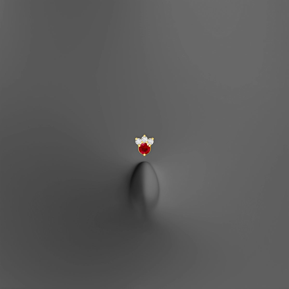 Sedna | 18k Yellow Gold 6 mm 4.5 mm Ruby & Diamond Floating Navel Piercing